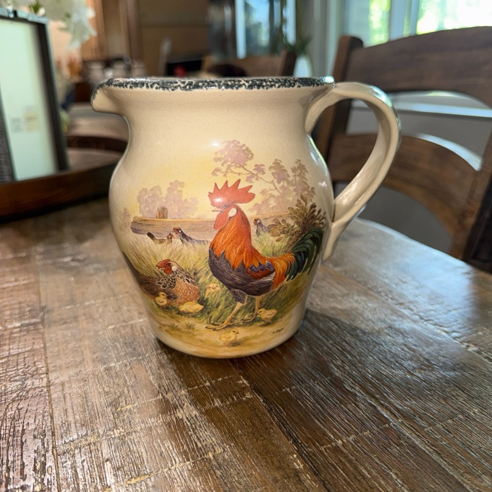 Casey Pottery Ceramic Pitcher with Farm Animal Design
